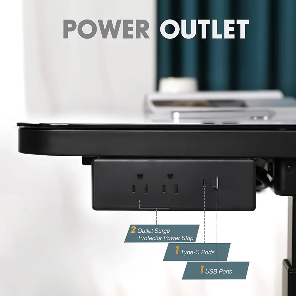 Black Glass Standing Desk N10050