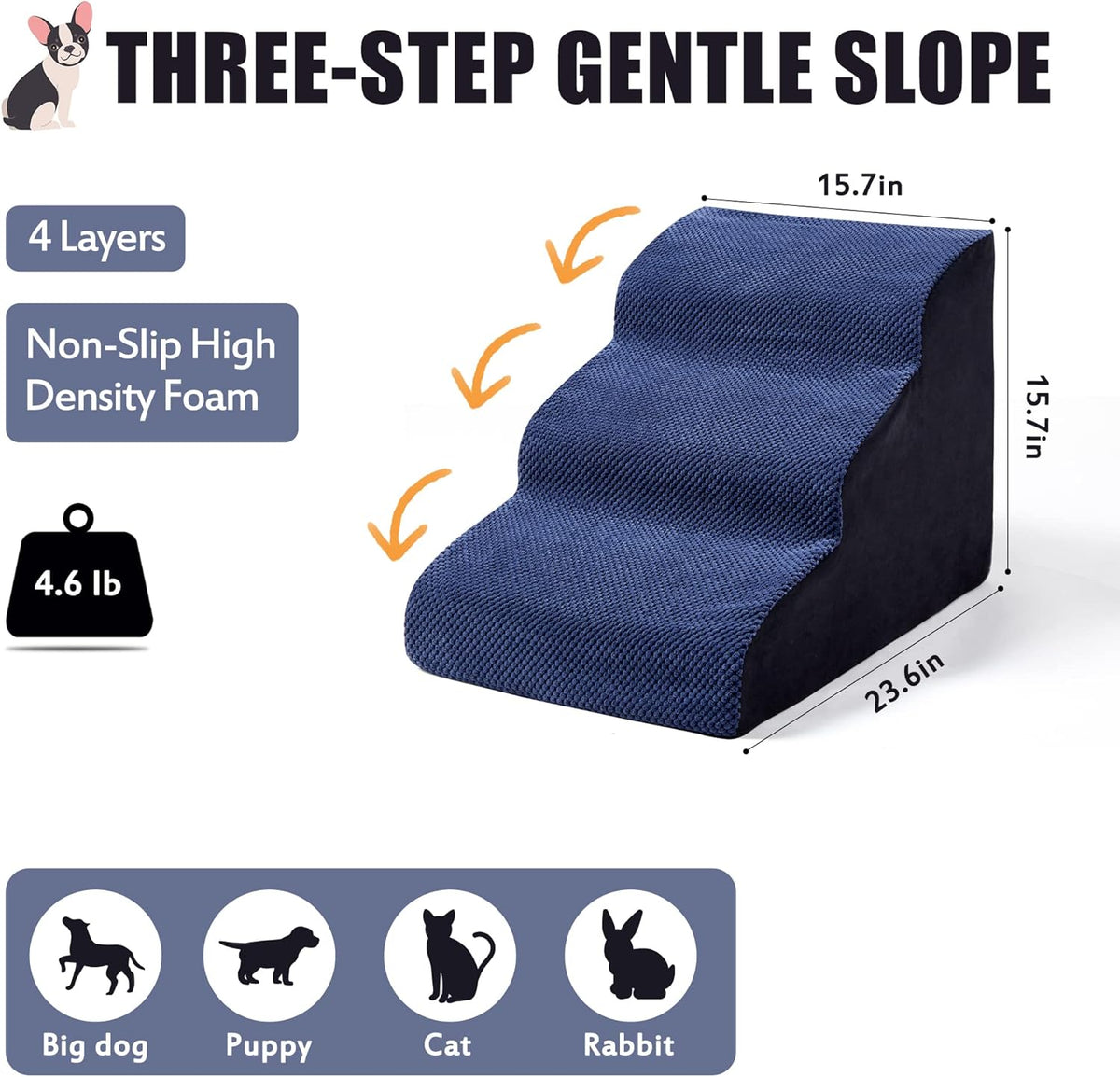 3 Tiers Non-Slip Foam Dog Stairs E34077