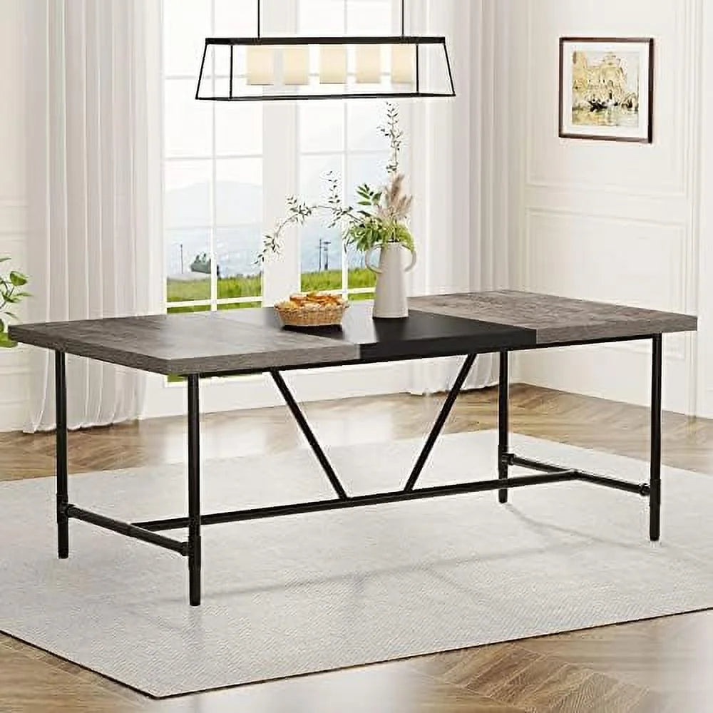 70.8 x 35.4 inch Large Dining Table with Tube Metal Frame E718249