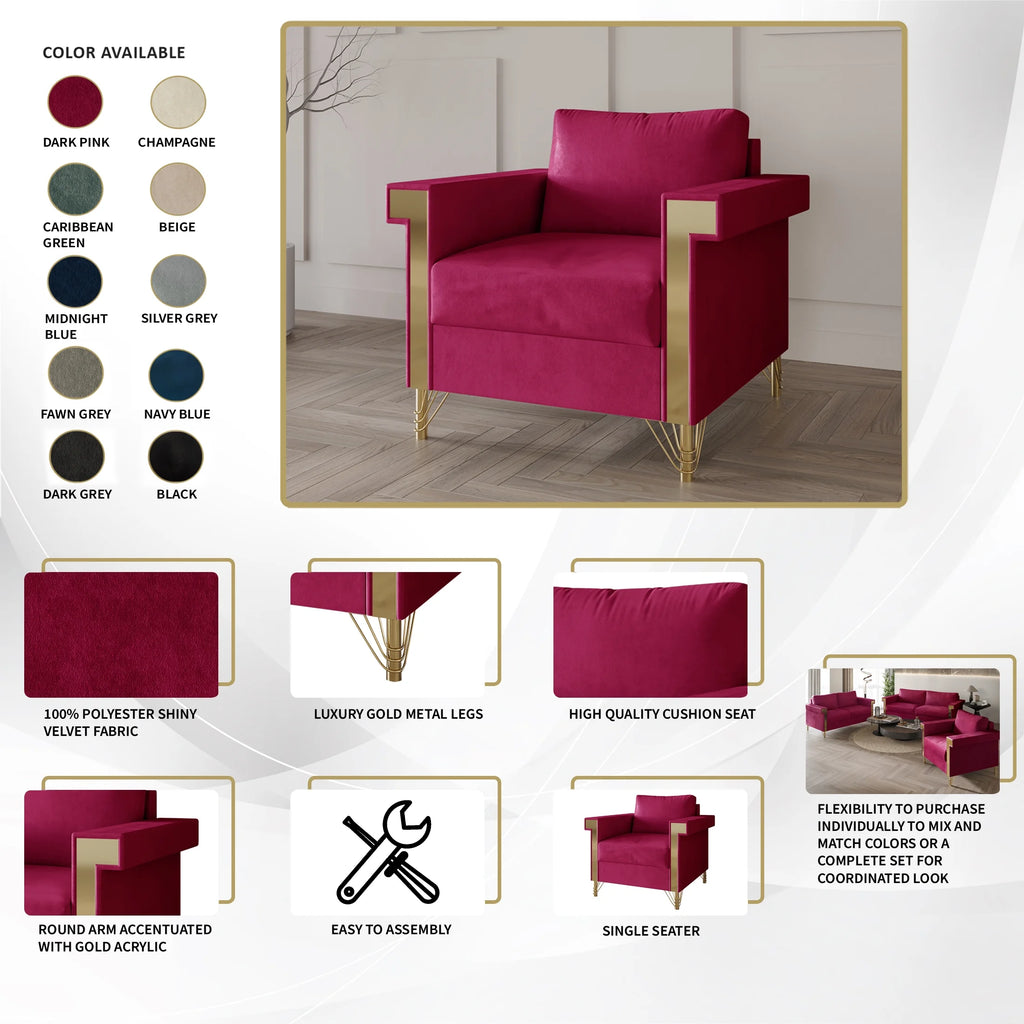 Beige Velvet Upholstered Armchair Y624