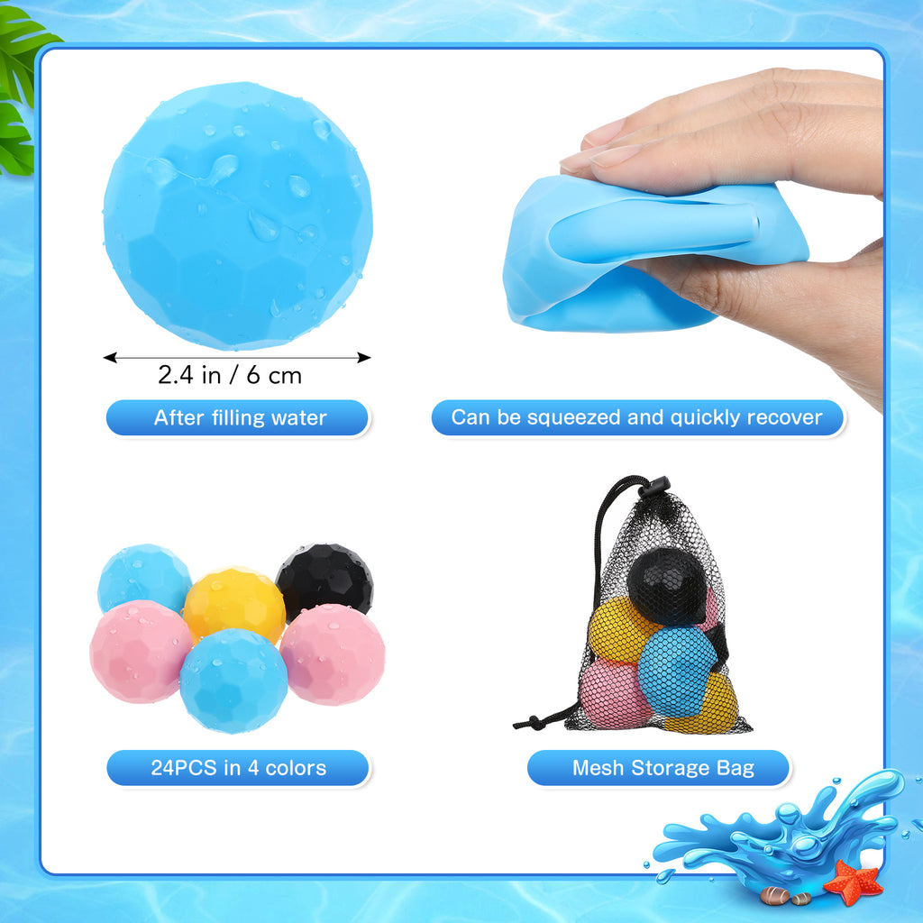 24 Pcs Water Childrens Toys Small Balls Reusable Balloons C30548