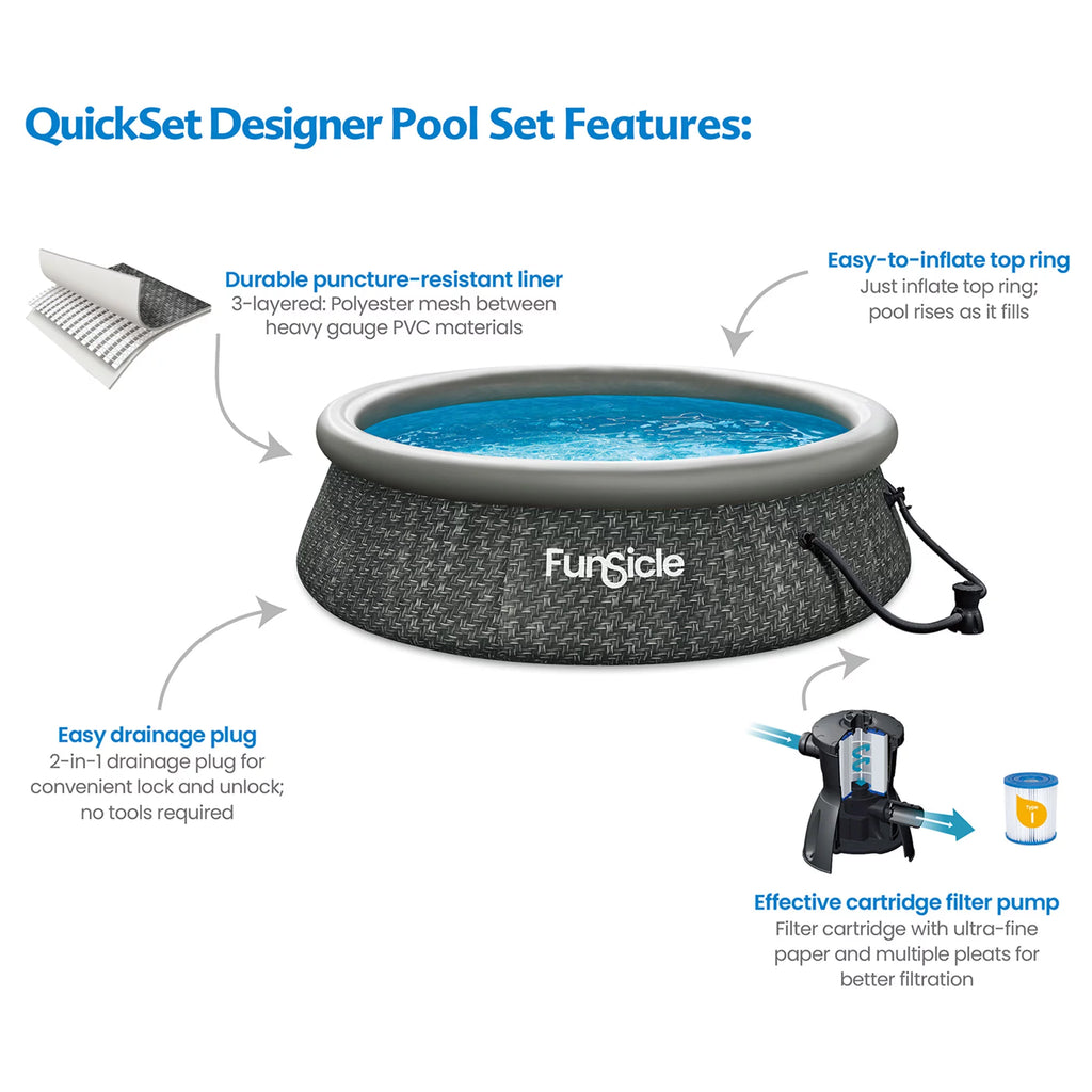 10ft x 30in Round Above Ground Pool with Cartridge Filter Pump R72008