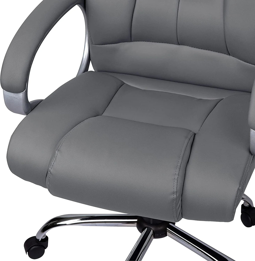Gray Faux Leather High Back Executive Office Chair with Armrests T7421