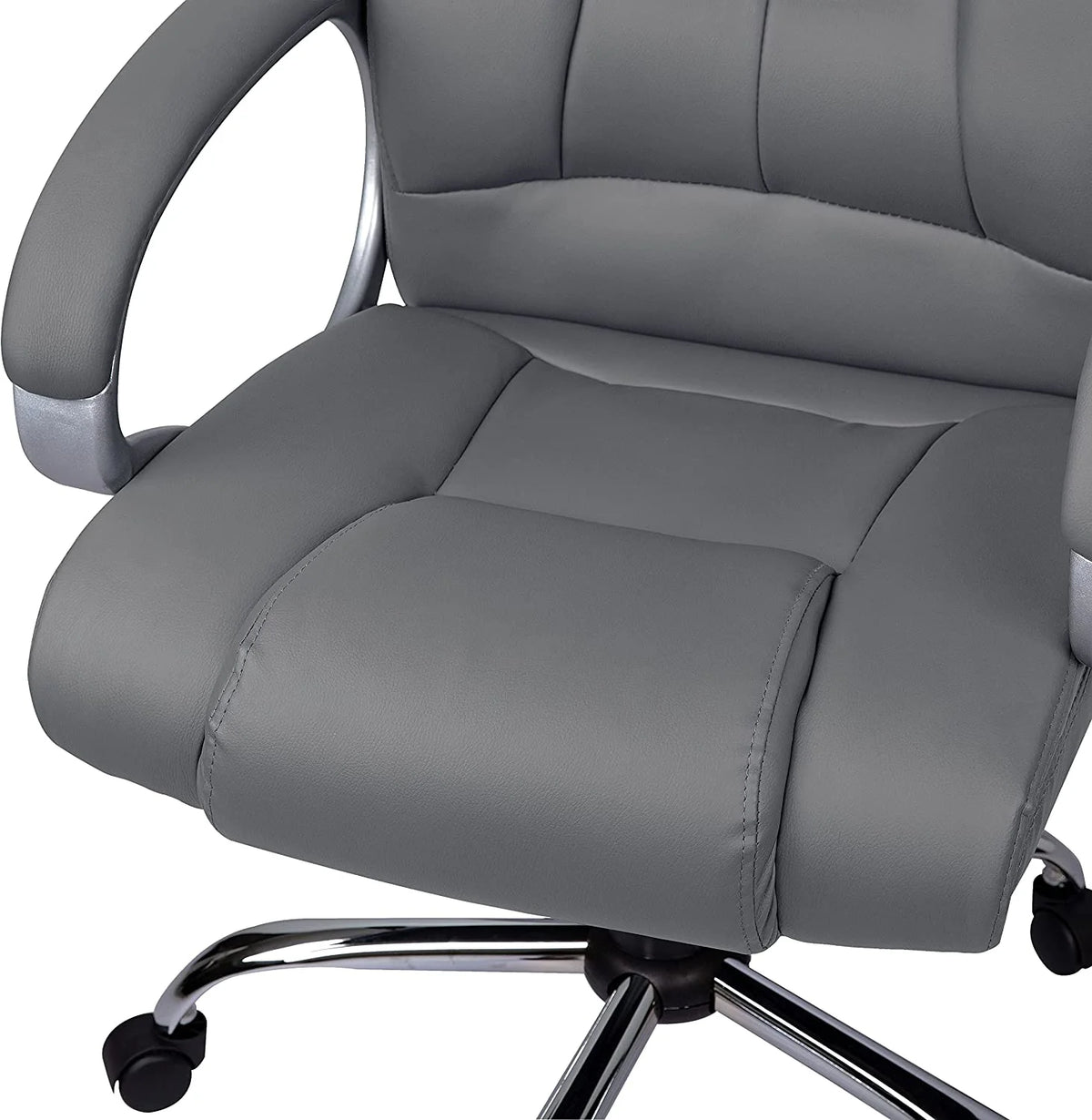 Gray Faux Leather High Back Executive Office Chair with Armrests T7421