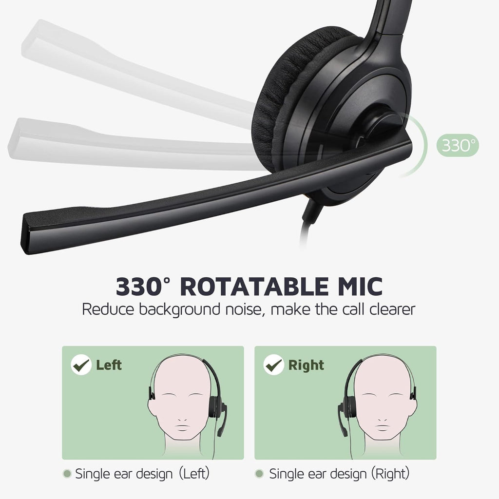 USB Headset with Microphone, Noise Cancelling Mic, On-Ear, Pack of 2 V476476