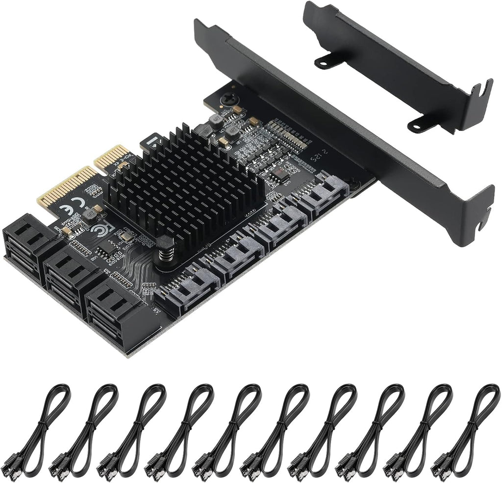 4X PCIE 8 SATA Card with 8 SATA Cables, PCIE to SATA 3.0 6 Gbps Controller, Pack of 2 S640207