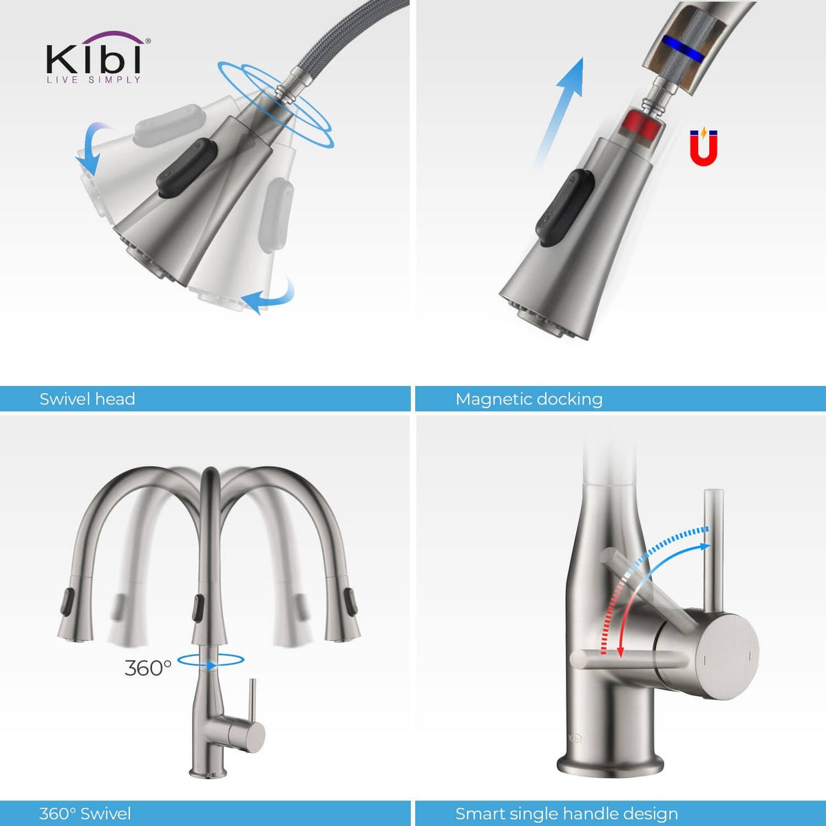Chrome Pull Out Single Level Kitchen Faucet with Sprayer and Soap Dispenser F4931