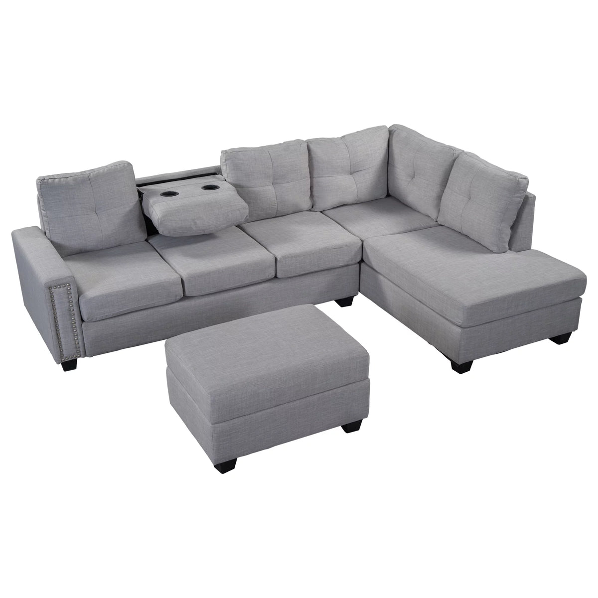 Reversible Sectional Sofa with Storage Ottoman P38621