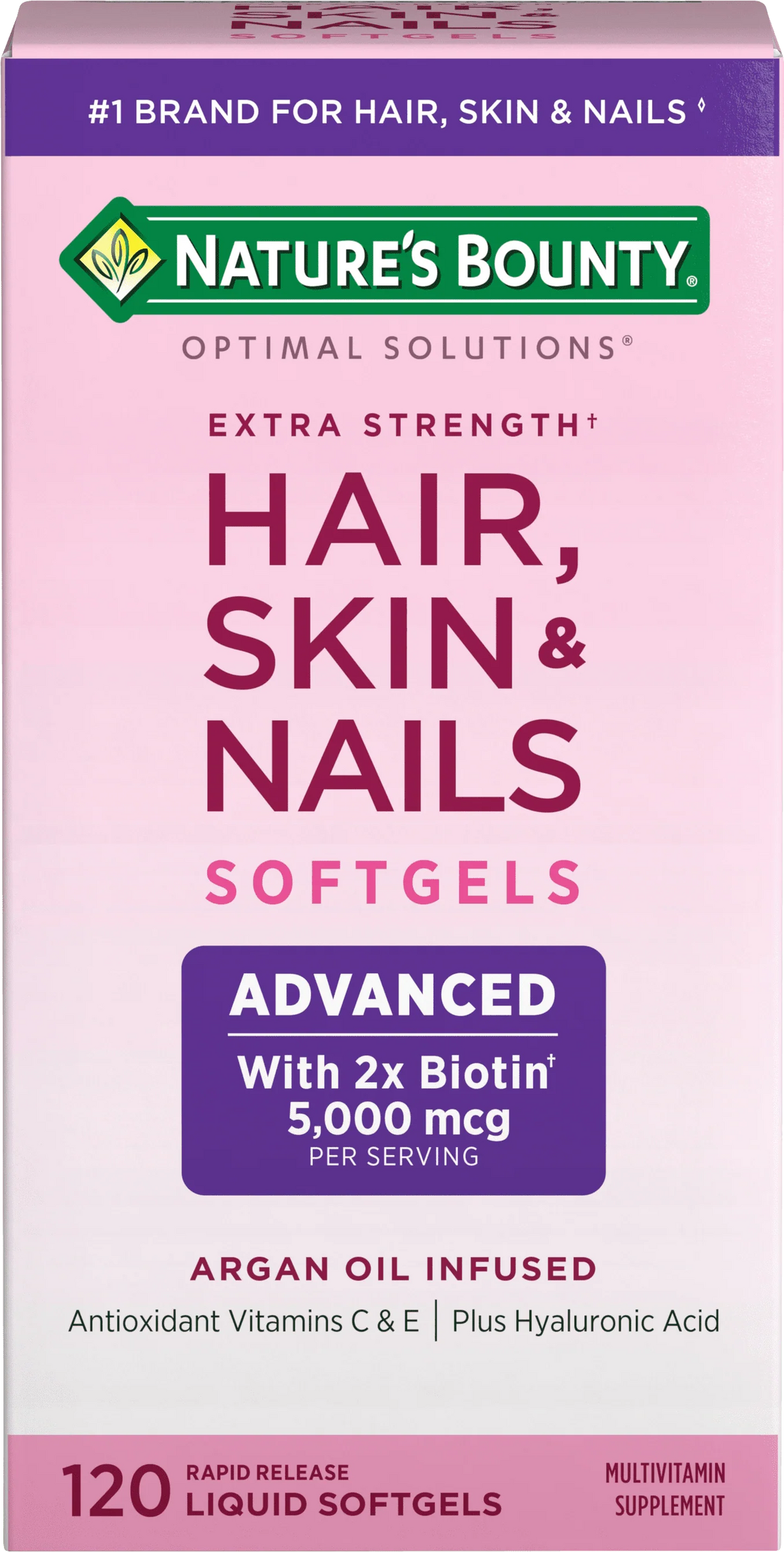 Advanced Hair, Skin and Nail Biotin & Vitamins A, C, & E Softgels, 120 Ct I3905