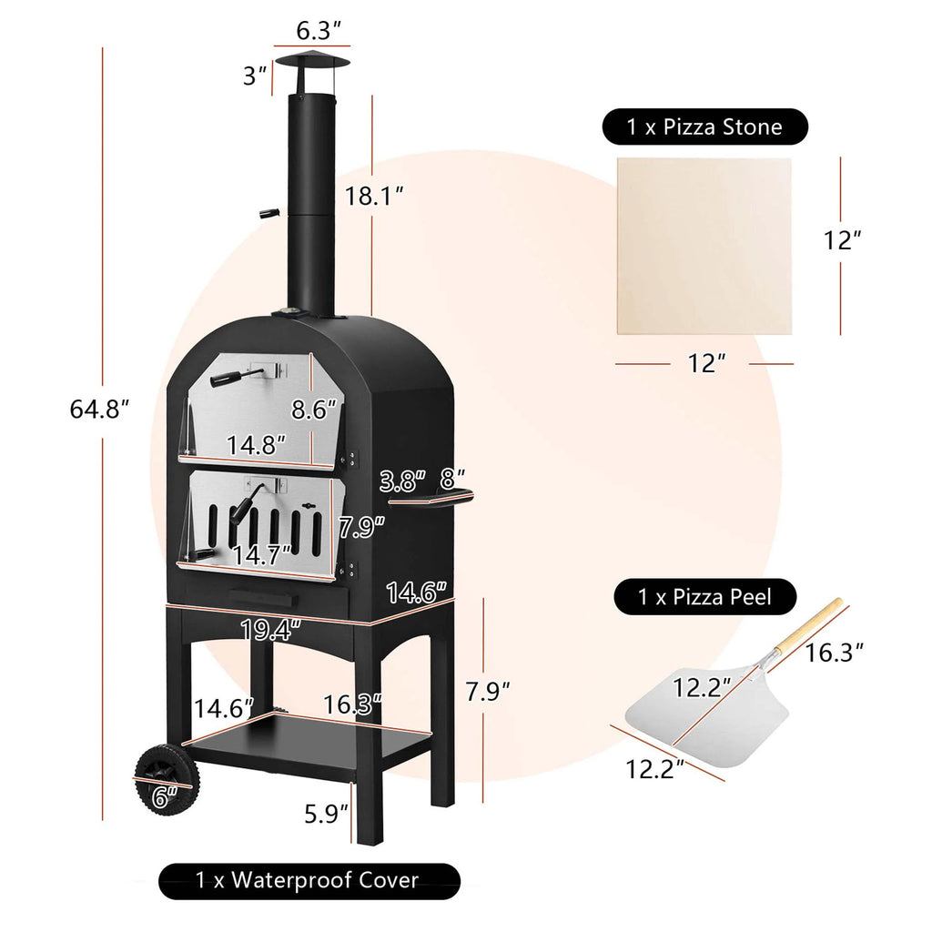 Outdoor Wood Fire Pizza Oven with Pizza Stone E8660