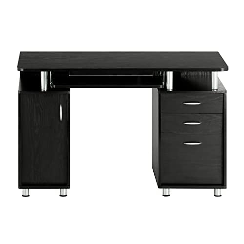 Espresso Writing Desk with Drawers & File Cabinet N32713