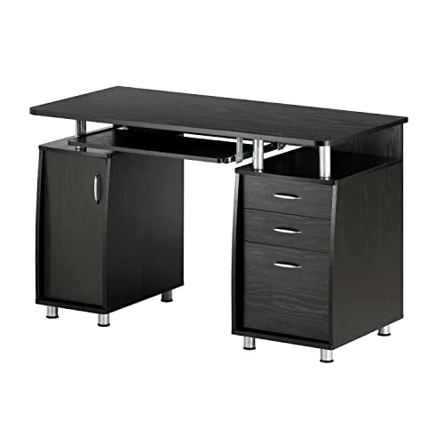 Espresso Writing Desk with Drawers & File Cabinet N32713