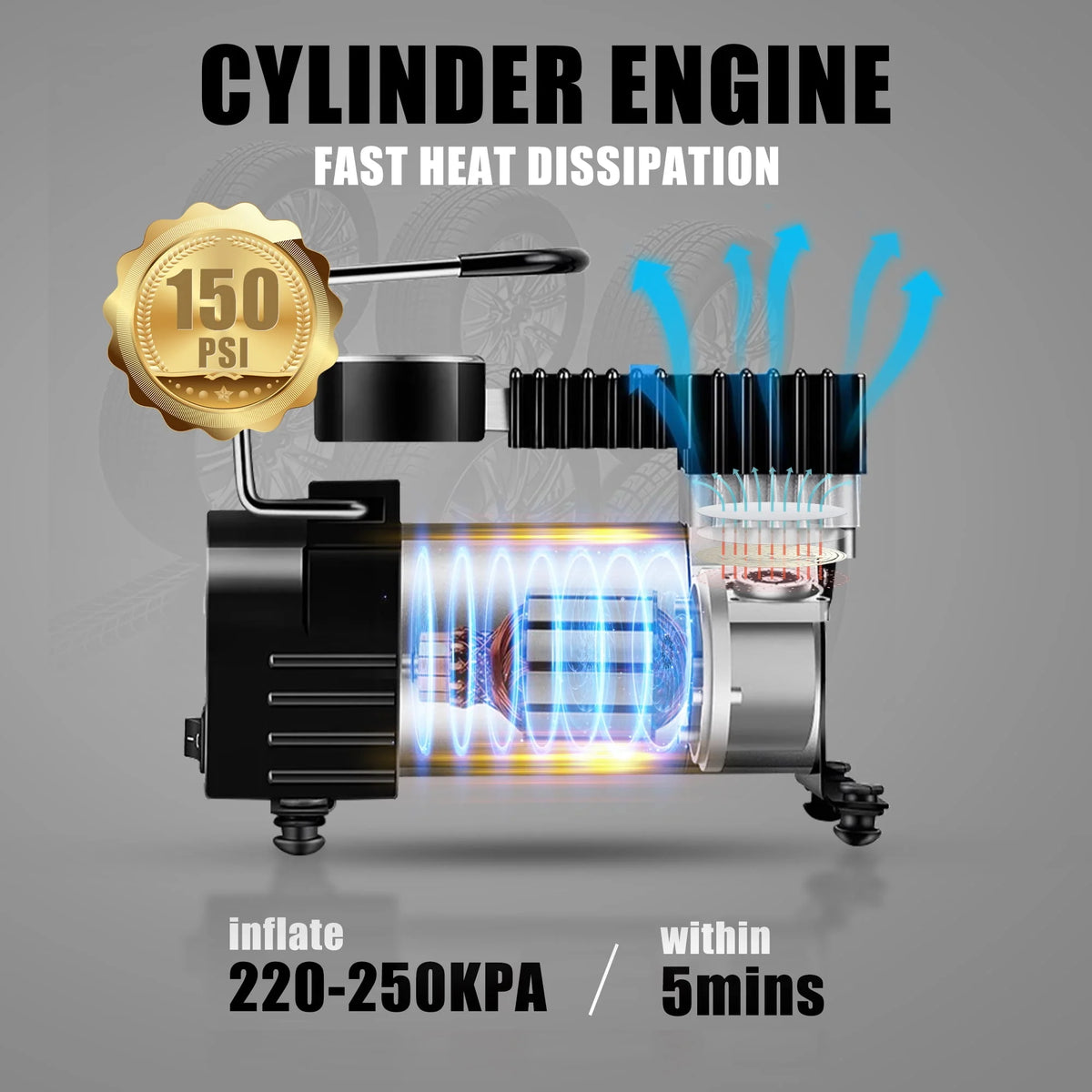 Portable Air Compressor Tire Inflator 12V T998805