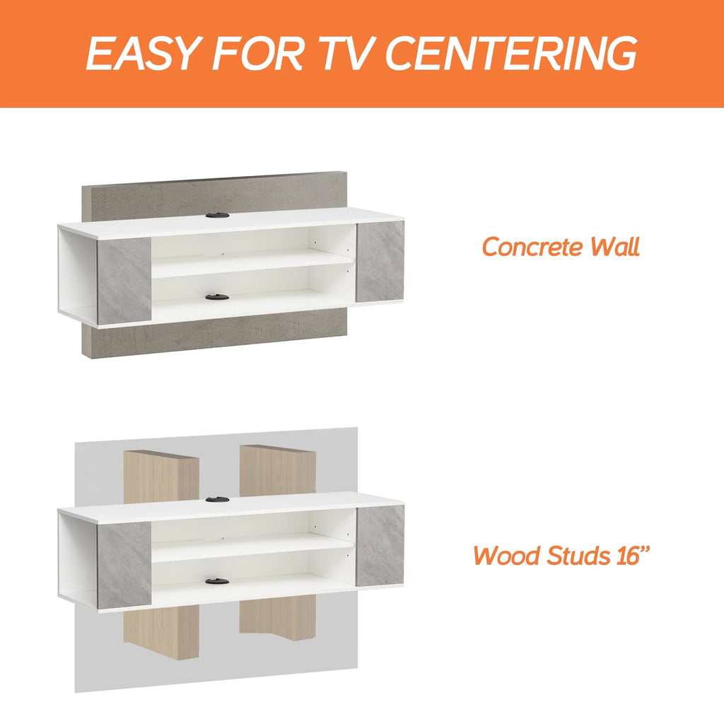 Grey White Wall Mounted Floating TV Stand Z16907