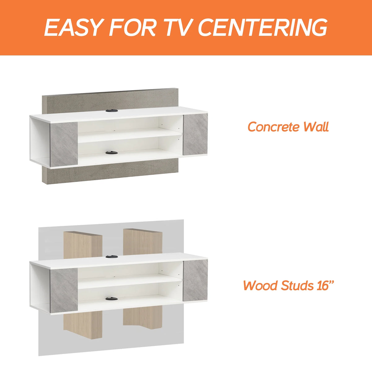 Grey White Wall Mounted Floating TV Stand Z16907