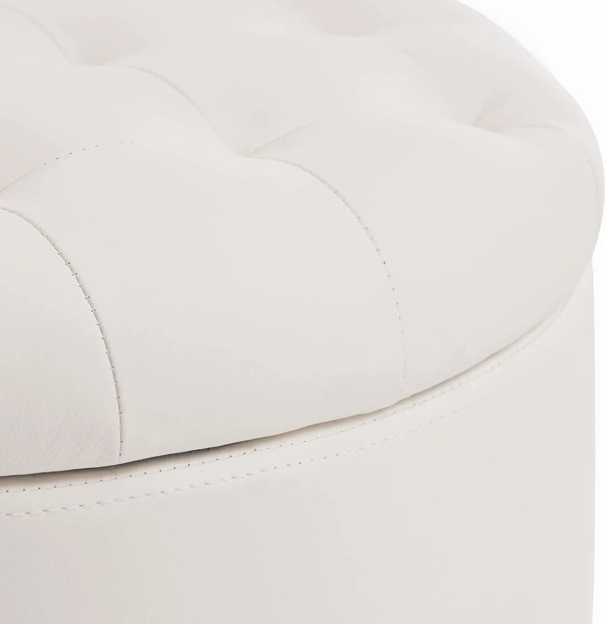 19" Round Storage Ottoman with Cover Lid Tufted PU Leather Fabric Ottoman Z588186