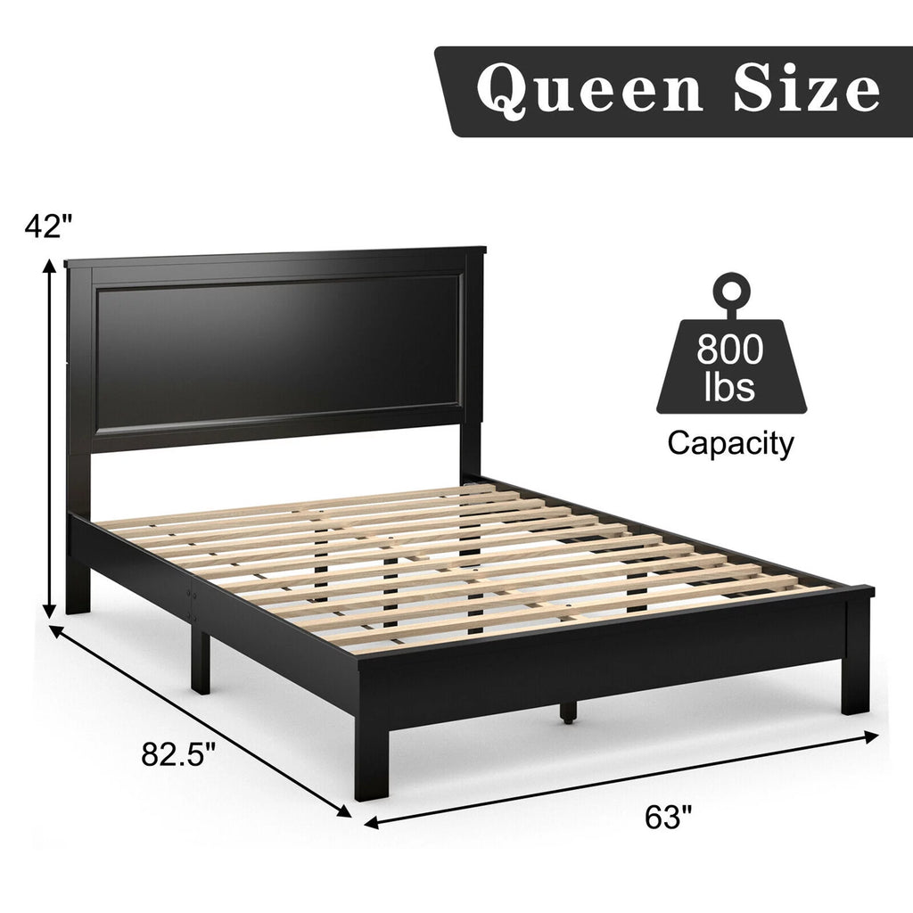 Twin Size Walnut Platform Bed Frame V78954