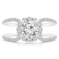 18K White Gold Round Diamond Halo Engagement Ring P126