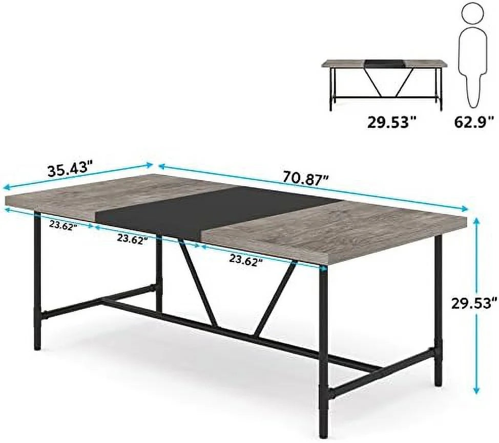 70.8 x 35.4 inch Large Dining Table with Tube Metal Frame E718249