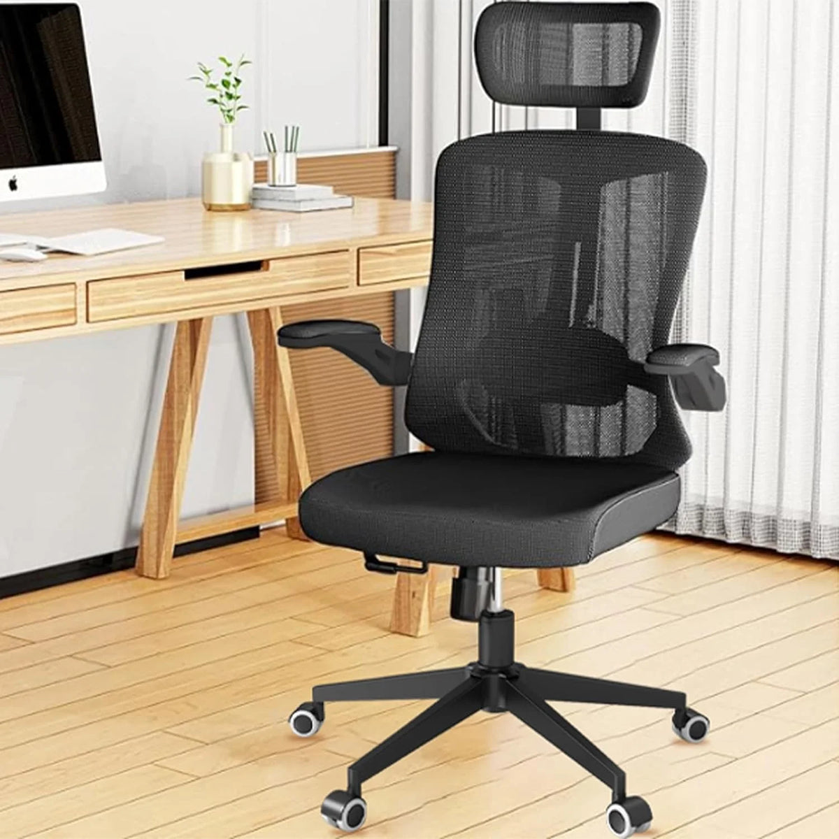 Khaki Ergonomic Mesh Computer Chair with Lumbar Support Y7200