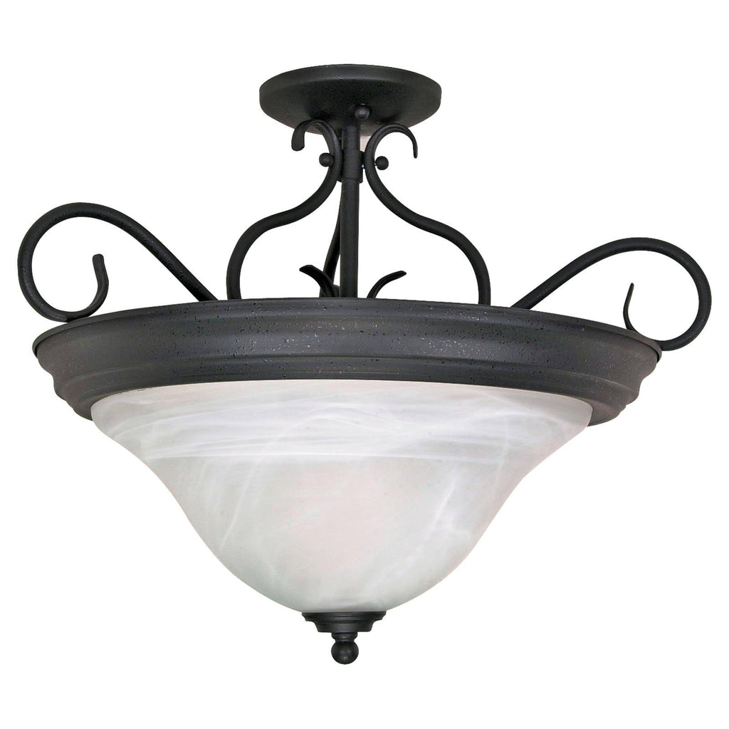 3 Light Semi-Flush with Alabaster Swirl Glass S2944