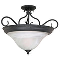 3 Light Semi-Flush with Alabaster Swirl Glass S2944