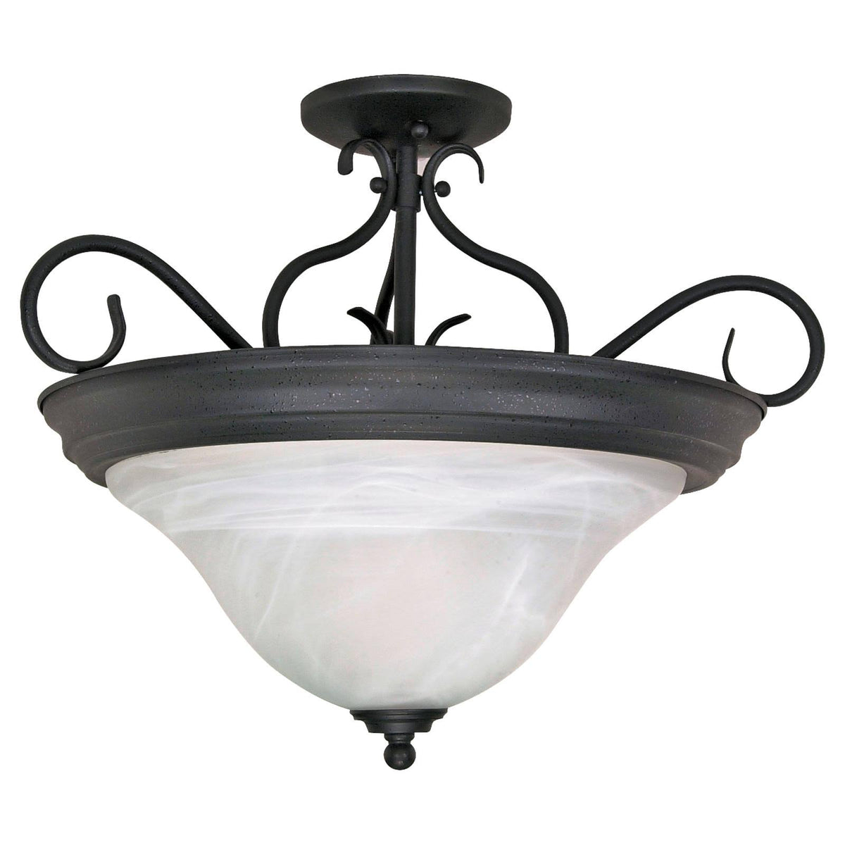 3 Light Semi-Flush with Alabaster Swirl Glass S2944