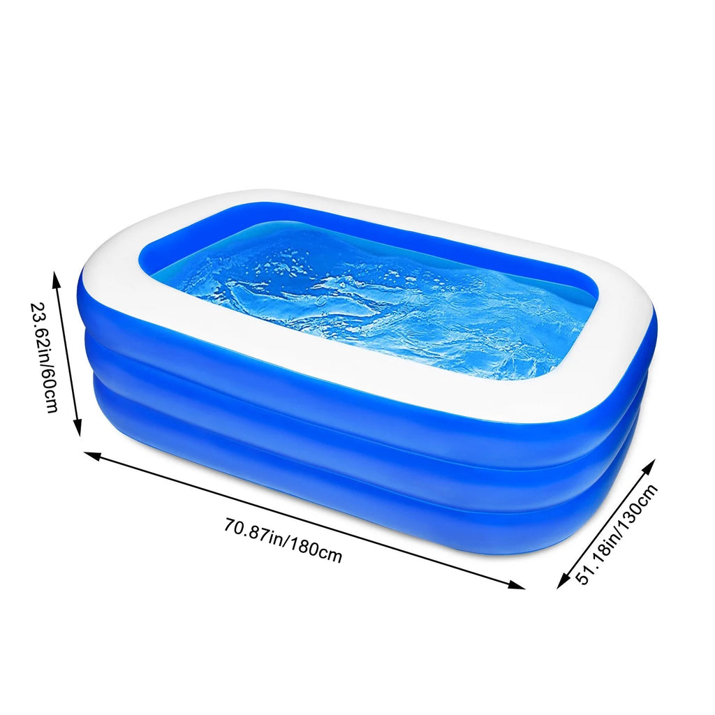 Inflatable Kiddie Pool 71 x 51 x 24 Rectangle Swimming Pool I427