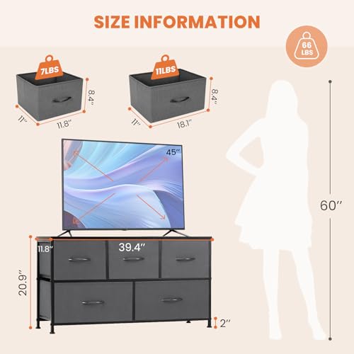 Brown 5 Drawer Fabric Dresser Z34989