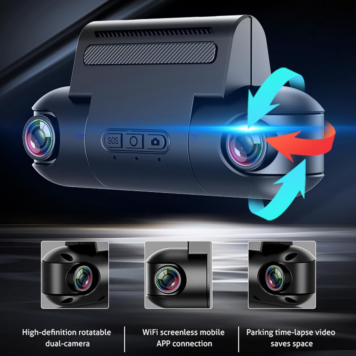 1080P FHD Front and Rear Dash Cam with 170° Wide Angle U296523