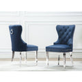 Navy Blue Button Tufted Dining Side Chair Set of 2 B1460