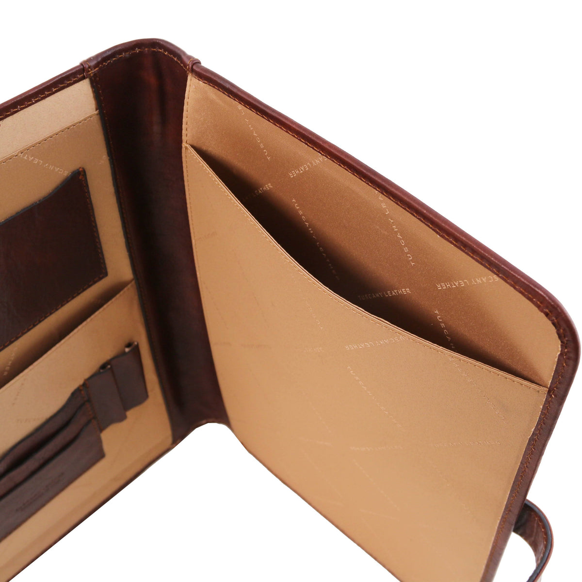 Brown Leather Document Case with Button Closure S5065