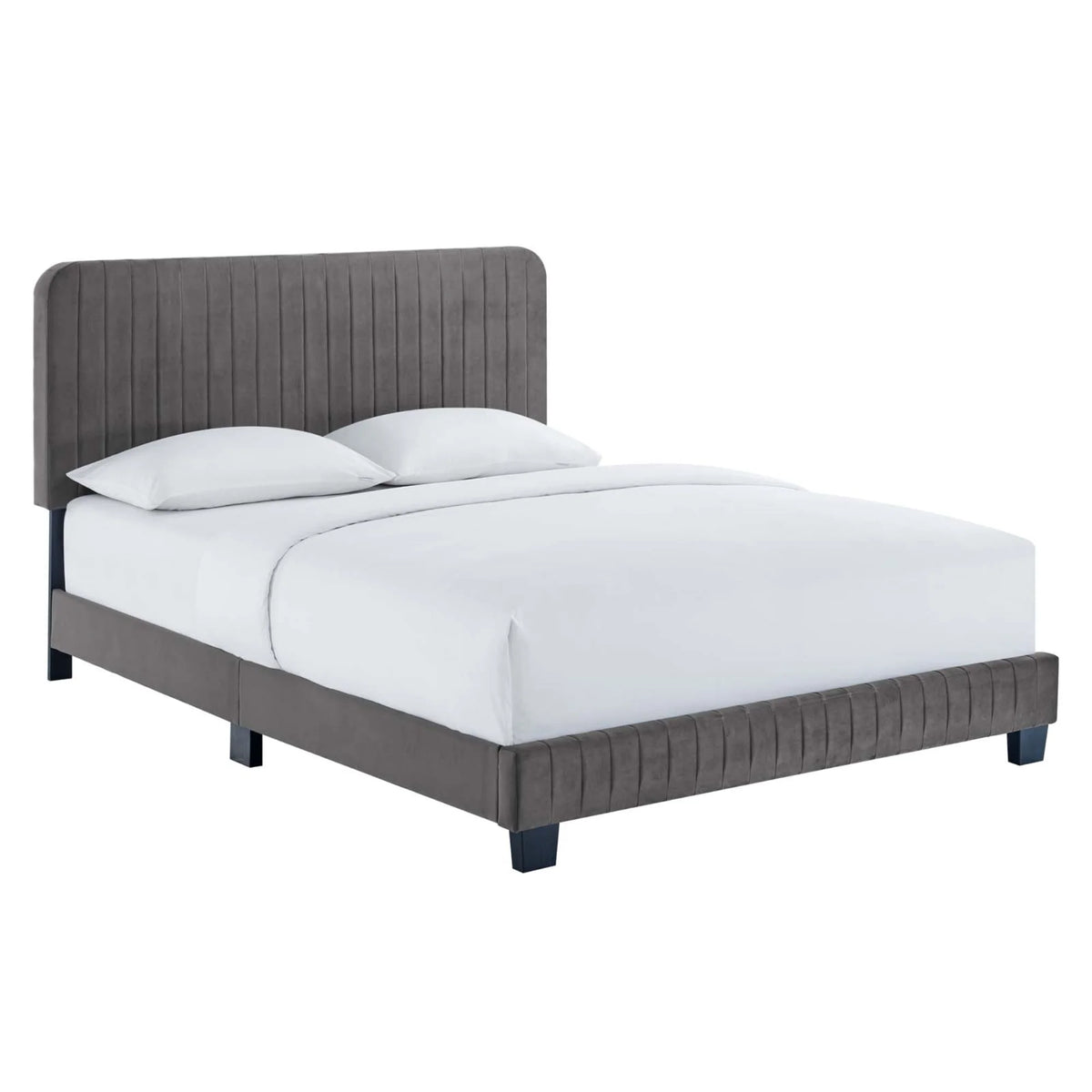 Queen Channel Tufted Performance Velvet Platform Bed K74611