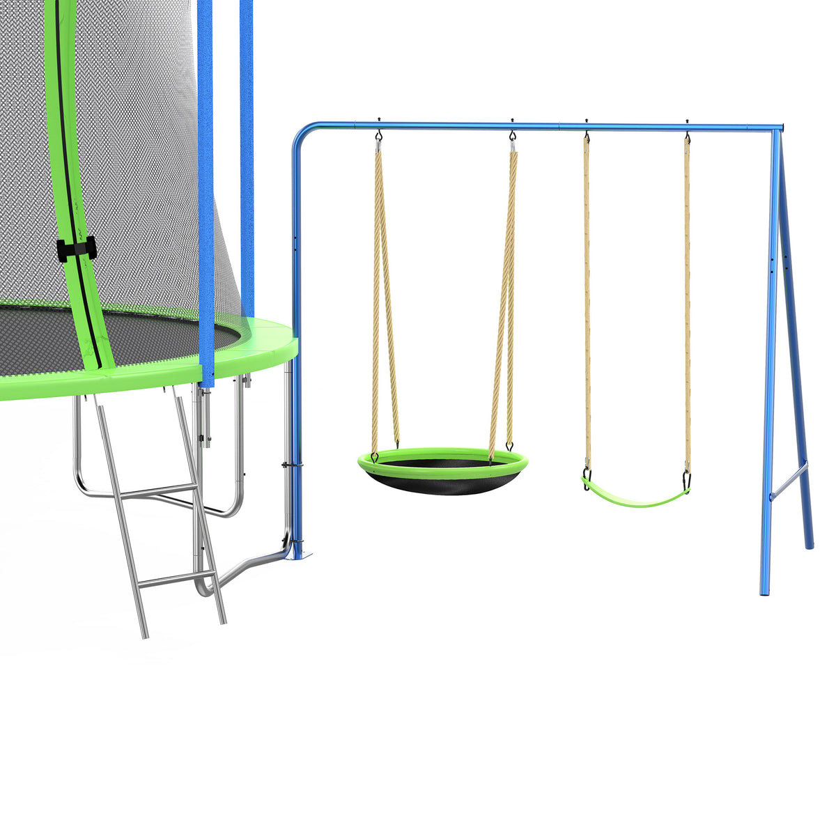 Blue 14FT Trampoline with Basketball Hoop Safety Enclosure Net C951430