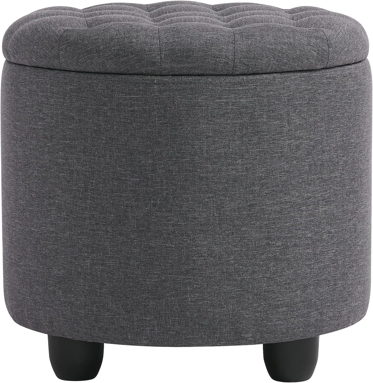 19" Round Storage Ottoman with Cover Lid Tufted PU Leather Fabric Ottoman Z588186