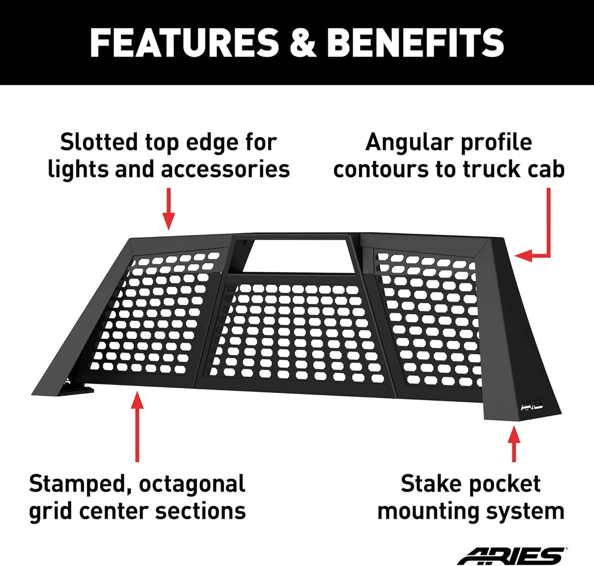 Black Aluminum Truck Headache Rack Cab Protector R2576