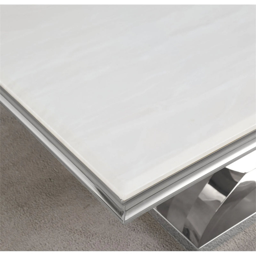 Terracotta Silver Faux Marble Pedestal Dining Table Z368681