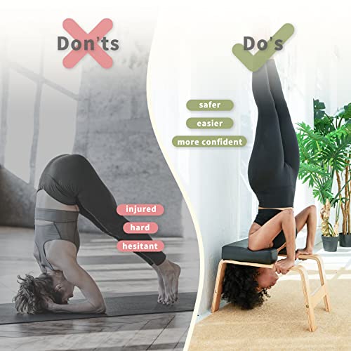Black Yoga Headstand Bench with Wood and PU Pads F66458