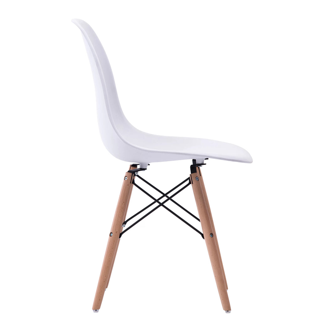 White Dining Chair Set of 2 Beech Wood Legs Q510