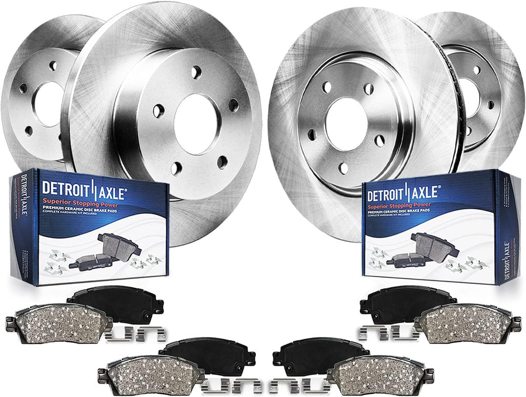 Front and Rear Disc Rotors + Ceramic Brake Pads 8pc Set S815