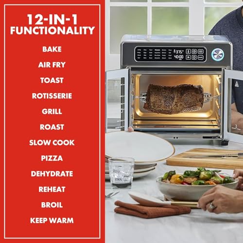 Extra Large French Door Air Fryer Toaster Oven Combo, Stainless Steel, 26QT Capacity Y716181