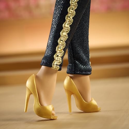 Black and Gold Suit Doll with Cropped Jacket and Golden Accessories A41807
