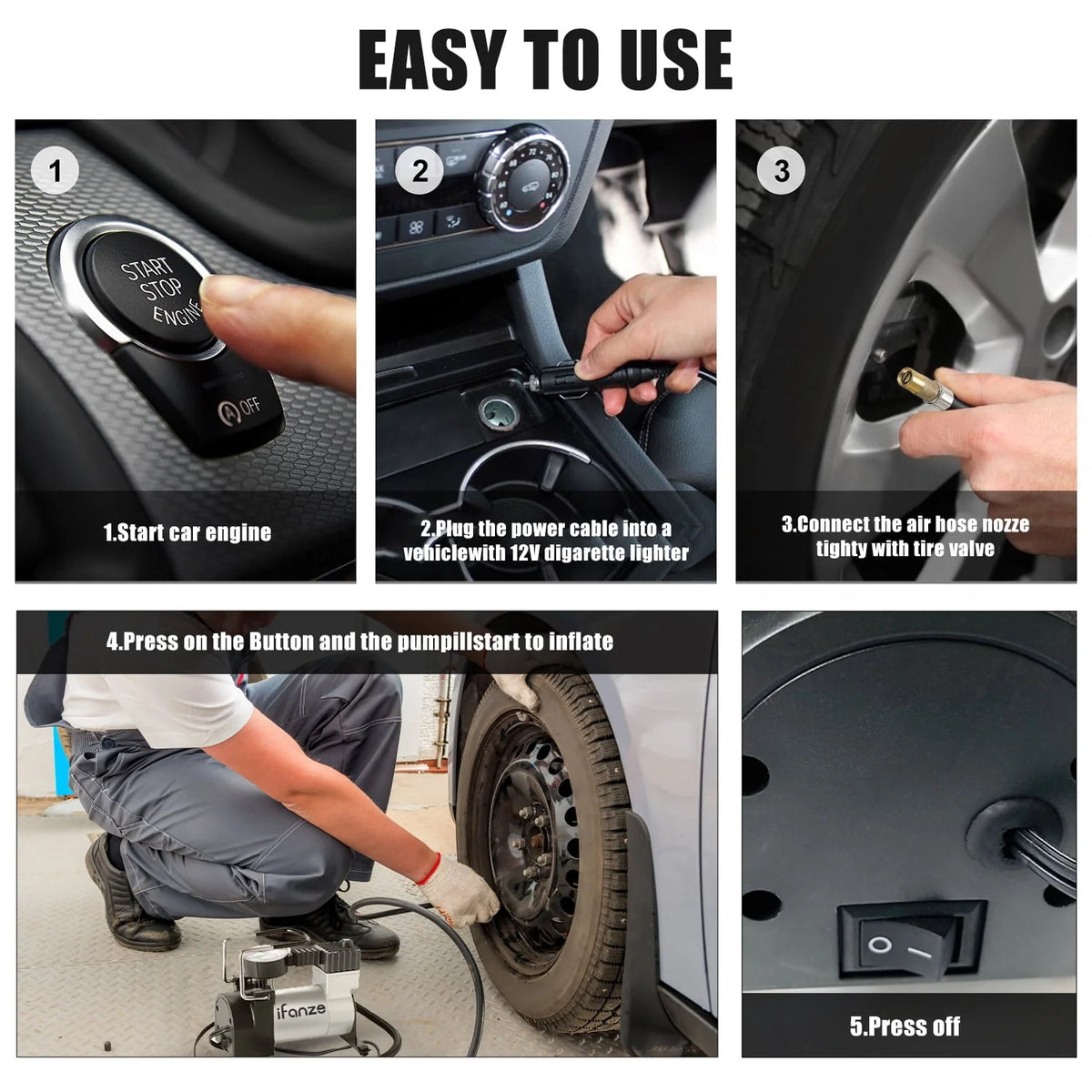 Portable Air Compressor Tire Inflator 12V T998805