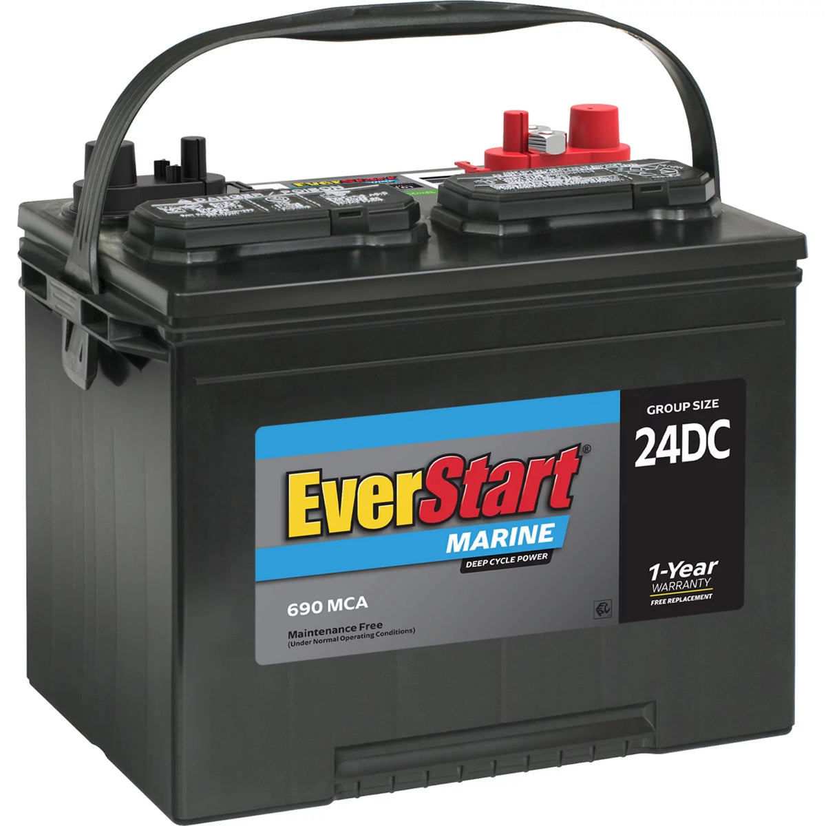 Lead Acid Marine & RV Deep Cycle Battery Group Size 24DC 12 Volt 690 MCA V70054