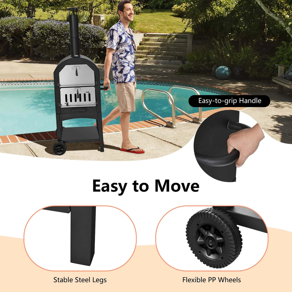 Outdoor Wood Fire Pizza Oven with Pizza Stone E8660