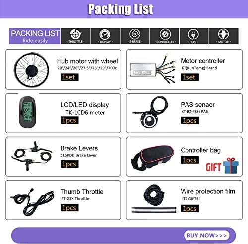 48V 1000W Front Motor Electric Bike Conversion Kit with KT-LCD6 Display C123