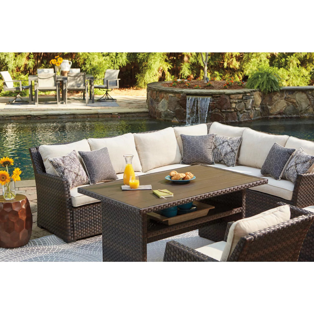 3 Piece Dark Brown Outdoor Sectional Set D9175