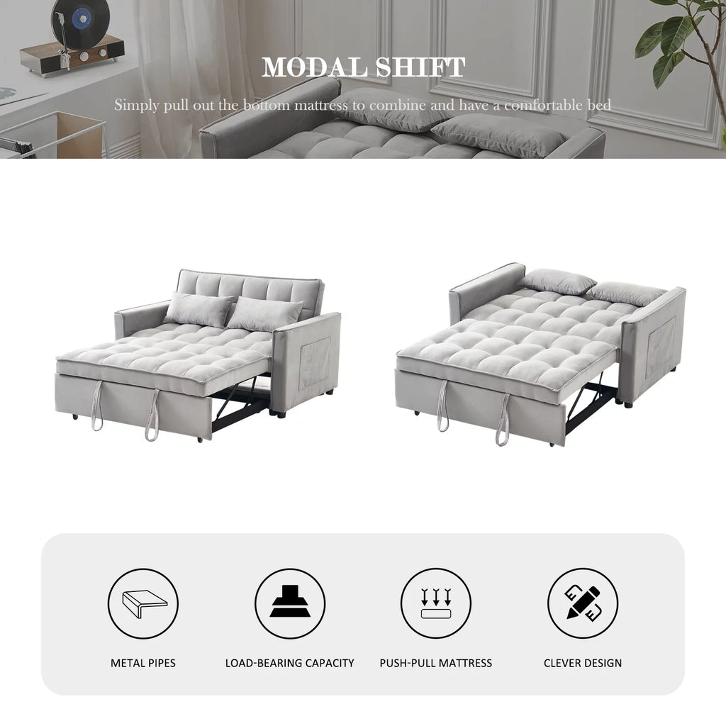 55.5'' Velvet Convertible Sleeper Sofa Bed M971827
