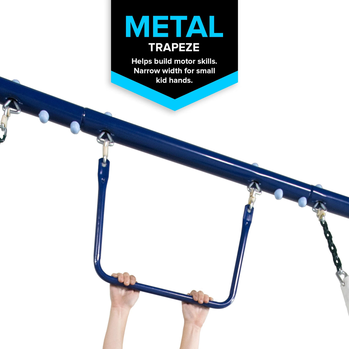Metal Swing Set with Trapeze, Teeter-Totter, and 6' Double Wall Slide K9844
