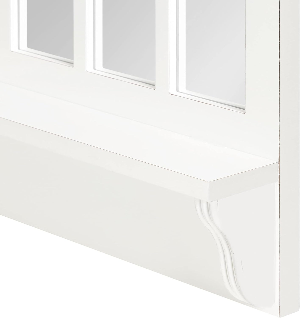Traditional Arched Mirror with Shelf, 21 x 36, White E5386